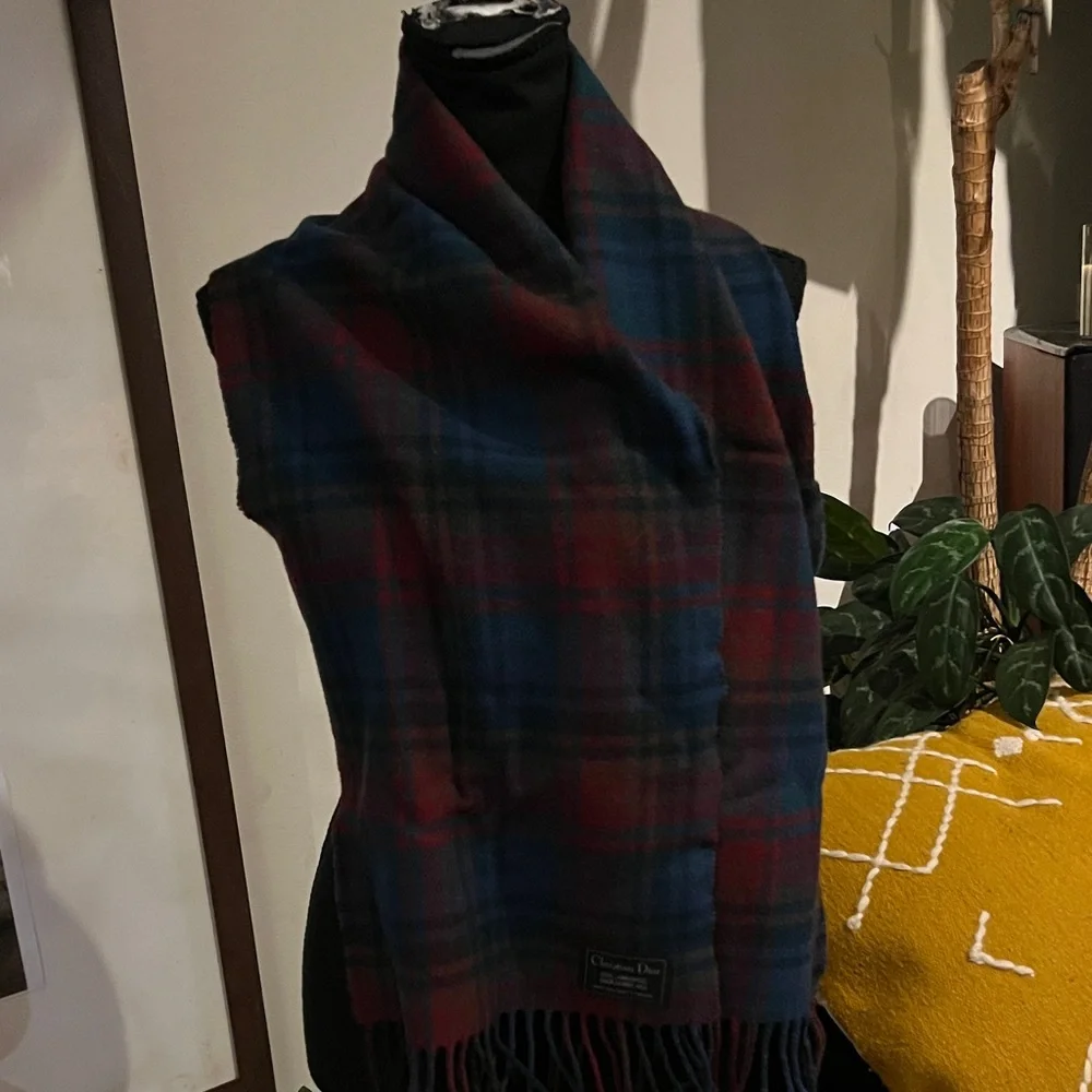 Dior Red and Blue‎ Plaid Scarf
